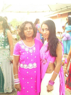 At  my cousins wedding in trinidad ,wearing my indian wear... :)
