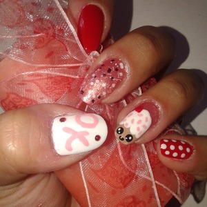 Valentine's Day nail art design by me! 