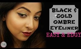 EASY & EDGY Black and Gold Ombre Eyeliner Makeup Tutorial