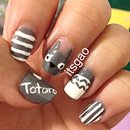 Totoro Inspired Nail Art. 