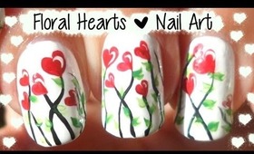 Love, Hearts, Romantic Floral Nail Art ❤