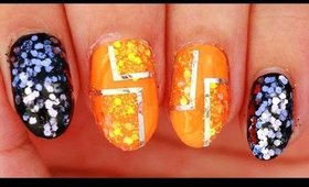 Black & Orange nail art