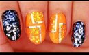 Black & Orange nail art