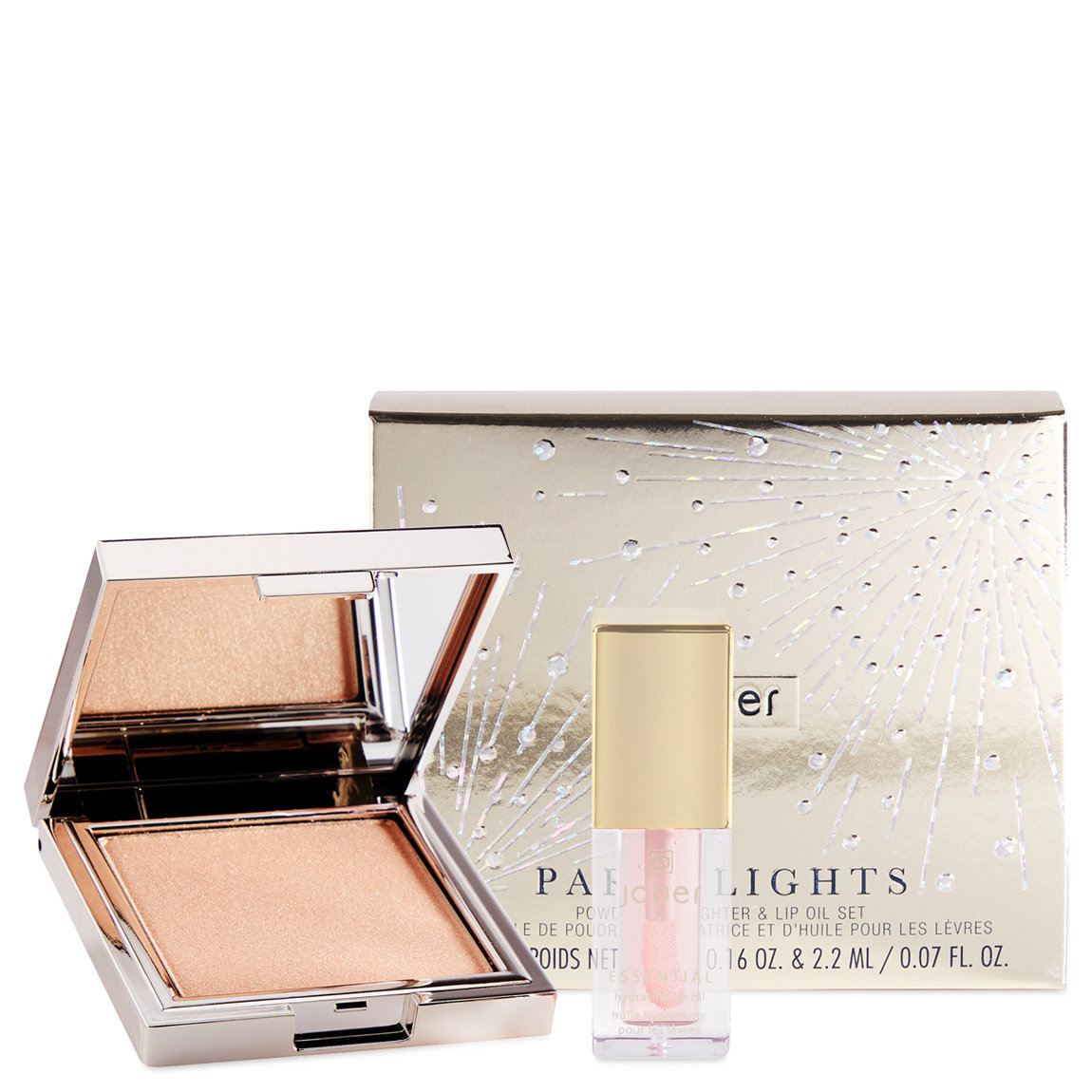 Jouer Cosmetics Paris Lights Powder Highlighter & Lip Oil Set alternative view 1 - product swatch.