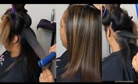 Silk Press on Natural Hair! Hair Color on natural hair! Natural Silk Press! Cyn Doll