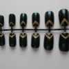 Green and Gold Chevron Tip Nails