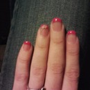 Hot Pink French Tips with white flower sticker!
