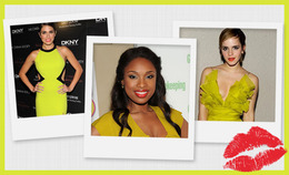 Would You Rock the Red Lip and Chartreuse Combo?