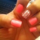 NEON PINK NAILS WITH DIAMONDS