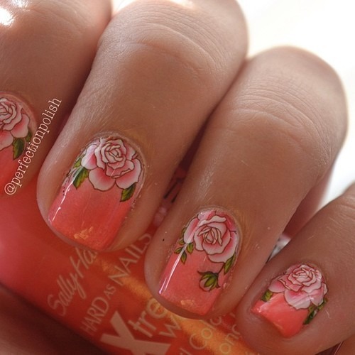 Rose Water Decal Nails | MissPrettyInPolish x.'s (MissPrettyInPolish ...