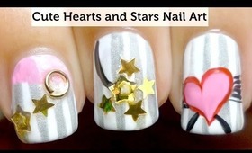 Cute Hearts and Stars Nail Art ☆