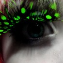 Green Polka-Dotted Feather Eye Lashes