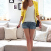 Hollow-out Pocketed Denim Shorts