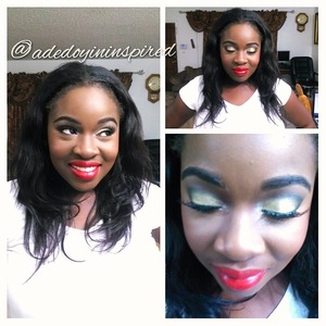 My sister wanted a look she can rock for a night out so I decided on my staple gold eye makeup using Naked 2 palette from UD and a red lip.