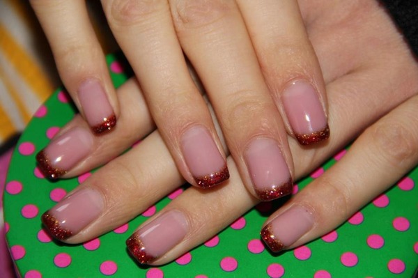 Gold-Red French manicure | Mariana C.'s (marianaciobanu) Photo | Beautylish