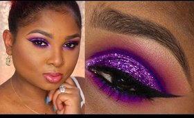 Purple Cut crease Prom Make up - Full Face tutorial - Queenii Rozenblad