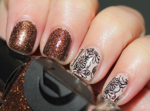 Cirque - French Toast and Barry M -Lycee Stamping plate and cheeky plate 44 and konad black