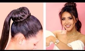 ★ CUTE BUN into PUFF PONYTAIL 💗 COLOR UPDATE💗 EVERYDAY HAIRSTYLES BRAIDS UPDO for Long 💗 Medium HAIR