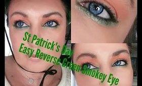 Simple Elegant St Patrick's Day  Mature Makeup Tutorial/Easy Reverse Green Smokey