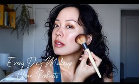 my everyday makeup look using mostly clean products (Ilia, Kosas, Elate, Tower28, eco tools)