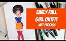 Early Fall Girl Outfit Sketch - Art Process