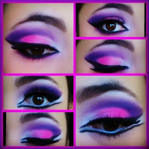 a pink, purple, and white cut crease with two different eyeliner variations.