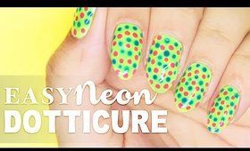 Easy Neon Dotticure nail art