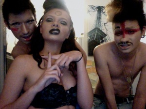 makeup on me and my roomate and my friend Matt