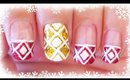 Advent Calendar | 12 - White on Red & Gold Sparkles nail art ✩ Martina Ek