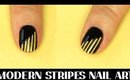 Black and Yellow Stripes nails tutorial I Futilities And More