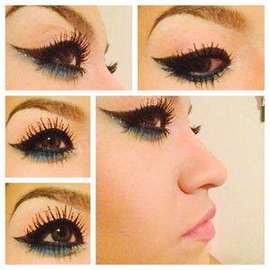 Teal and silver winged look
