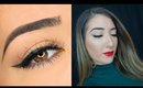 Green & Gold Eyeliner & Red Lips | Christmas Makeup Tutorial