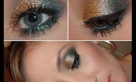 Sparkly Gold & Green Holiday Look using the Tarte Royal Collection Palette