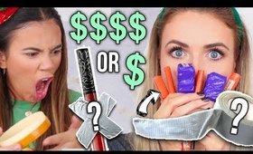 Full Face GUESSING Drugstore or High-End Makeup CHALLENGE!? (THIS WAS SO HARD) w Adelaine Morin