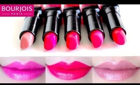 Bourjois Paris Rouge Edition Lipstick Swatches 5 colors Review