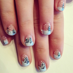 Winter nails painted by me on my sisters hands