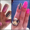 Pink Black And White Nails