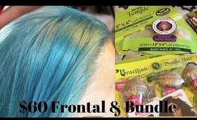 Janet Collection 613 (1 pack) Beauty Supply Frontal Bundle | Cotton Candy Blue Tutorial