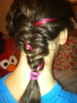 Fishbraid i did on my friend's hair. I love how the pink go through out the braid.