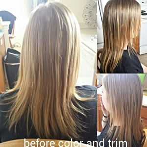 Did highlight and two tone lowlights and a trim on the lovely lady 