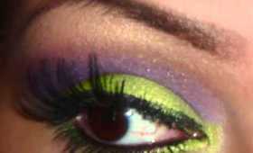 Bright green and purple makeup