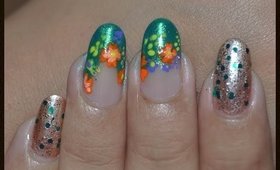 Spring Blossoms on Teal Green Nails Tutorial