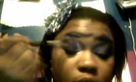 DEEP PURPLE SMOKEY EYE WITH BLUE BROWS