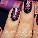 Pink & Black Nails