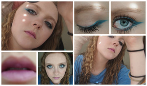 I took a lot of pictures this day because I felt the lighting was so great. The top left one is where I was playing around with the spots of light he bottom left is to display my hair color I thought it looked neat and the rest are all to show the makeup I did. 