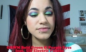 GRWM Bold Green & Purple Eyes feat.  UD Electric Palette