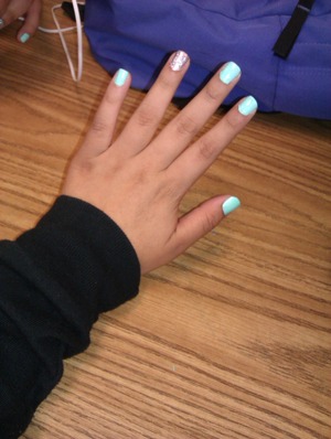 light blue and gliter nails   