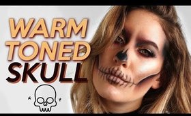 WARM TONED SKULL: HALLOWEEN Makeup Tutorial (Using Makeup You ALREADY Have!)  | Jamie Paige