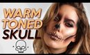 WARM TONED SKULL: HALLOWEEN Makeup Tutorial (Using Makeup You ALREADY Have!)  | Jamie Paige