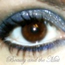 Blue eye make up with glitter